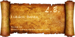 Lukács Benke névjegykártya